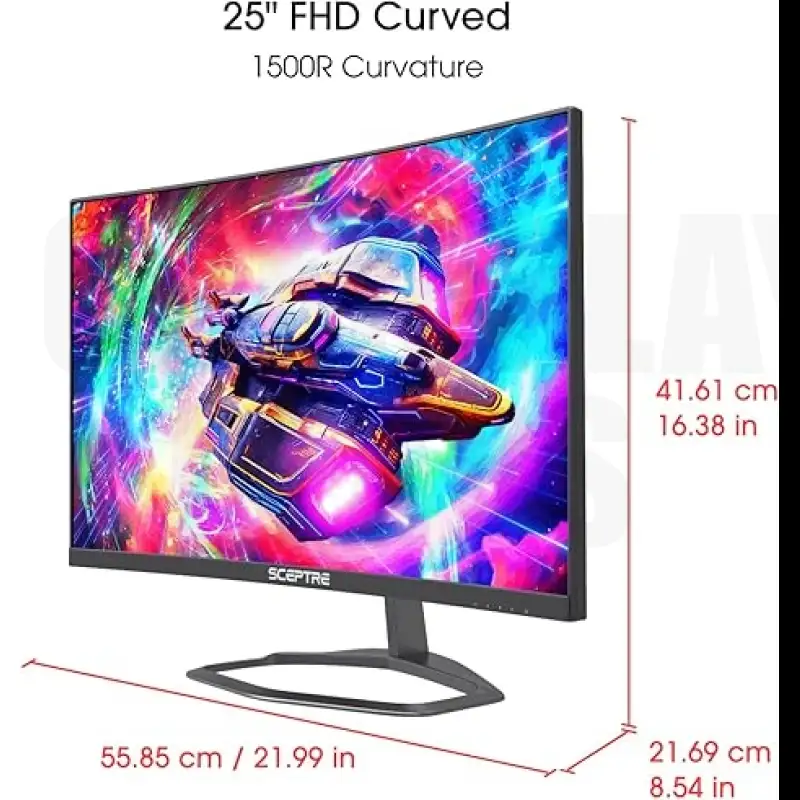 Sceptre Curved 24.5-inch Gaming Monitor up to 240Hz 1080p R1500 1ms DisplayPort x2 HDMI x2 Blue Light Shift Build-in Speakers, Machine Black 2023 (C255B-FWT240)