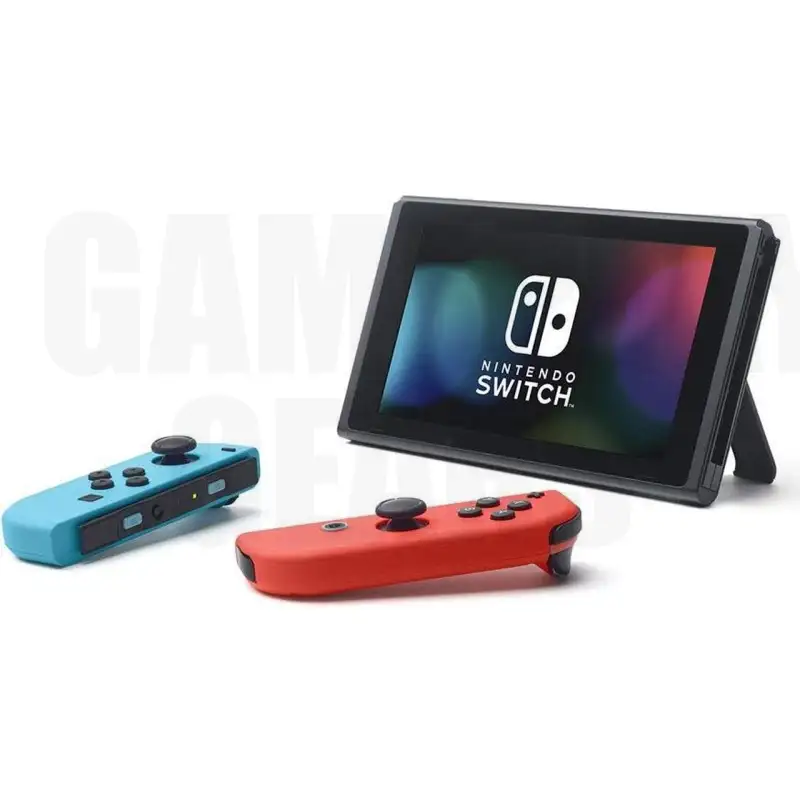 Nintendo Switch Console with Neon Blue and Neon Red Joy-Con